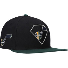 Utah Jazz '47 75th Anniversary Carat Captain Snapback Hat - Black/Green
