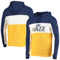 Utah Jazz Junk Food Wordmark Colorblock Fleece basketball Pullover Hoodie - Navy/White