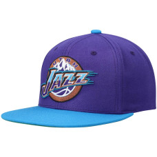 Utah Jazz Mitchell & Ness Hardwood Classics Team Two-Tone 2.0 Snapback Hat - Purple/Turquoise