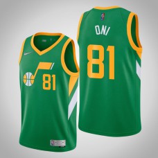 2020-21 Utah Jazz Miye Oni #81 Green Earned Jersey
