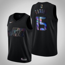 Men Utah Jazz Derrick Favors #15 Black Iridescent Holographic Limited Edition Jersey