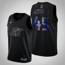 Men Utah Jazz Donovan Mitchell #45 Black Iridescent Holographic Limited Edition Jersey